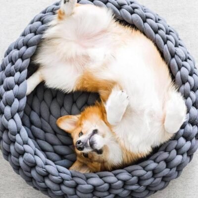 Panier pour chien tressé gris anthracite - NID Panier pour chien tressé gris anthracite - NID