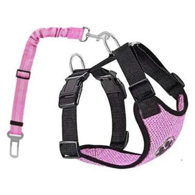 Harnais chien voiture et ceinture rose Harnais chien voiture et ceinture rose