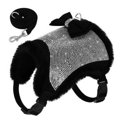 Harnais veste pour Chihuahua à strass rose et sa laisse assortie Harnais veste pour Chihuahua à strass rose et sa laisse assortie