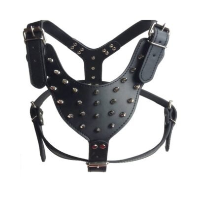 Harnais cuir à clous pour gros chiens noir Harnais cuir à clous pour gros chiens noir