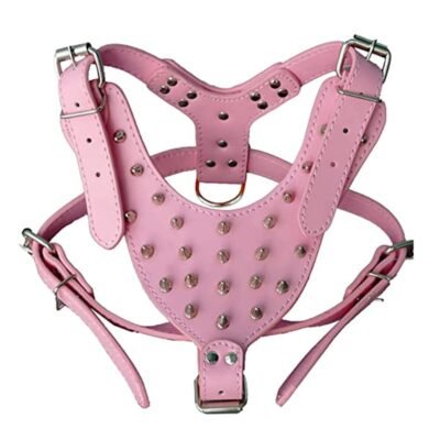 Harnais cuir à clous pour gros chiens rose Harnais cuir à clous pour gros chiens rose