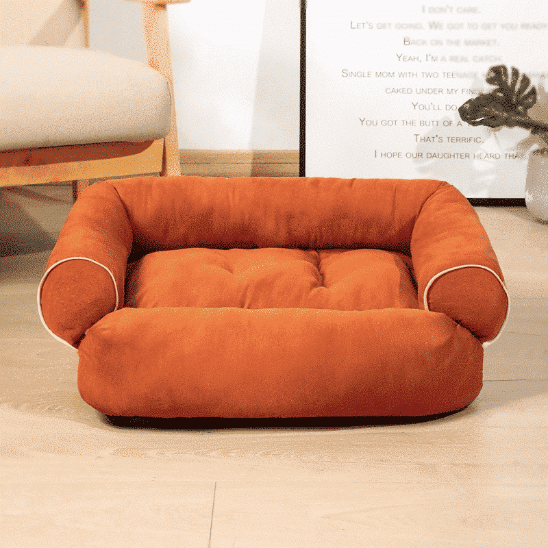 Panier canapé pour chien doux et chaud orange