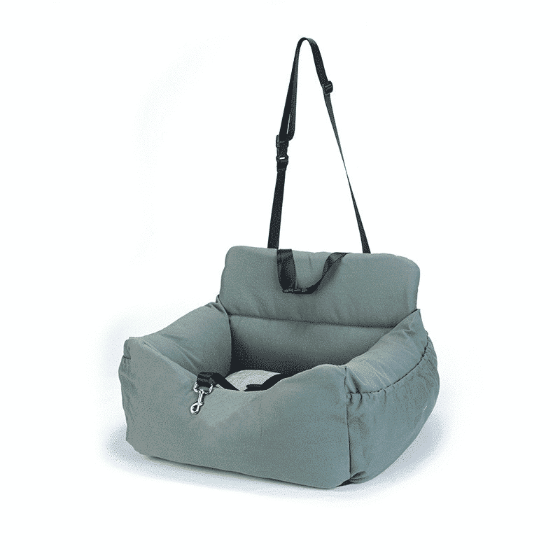 Panier chien avec design gris/vert avec ceinture de sécurité