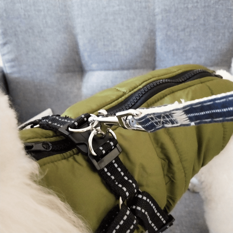 Manteau doudoune pour chien avec harnais intégré
