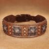 collier rivets cuir marron boxer collier rivets cuir marron boxer