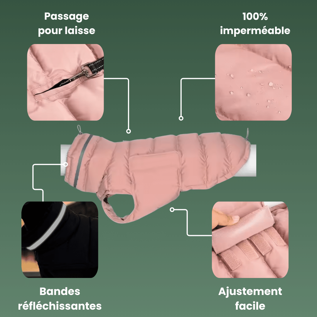 details manteau chaud impermeable whippet