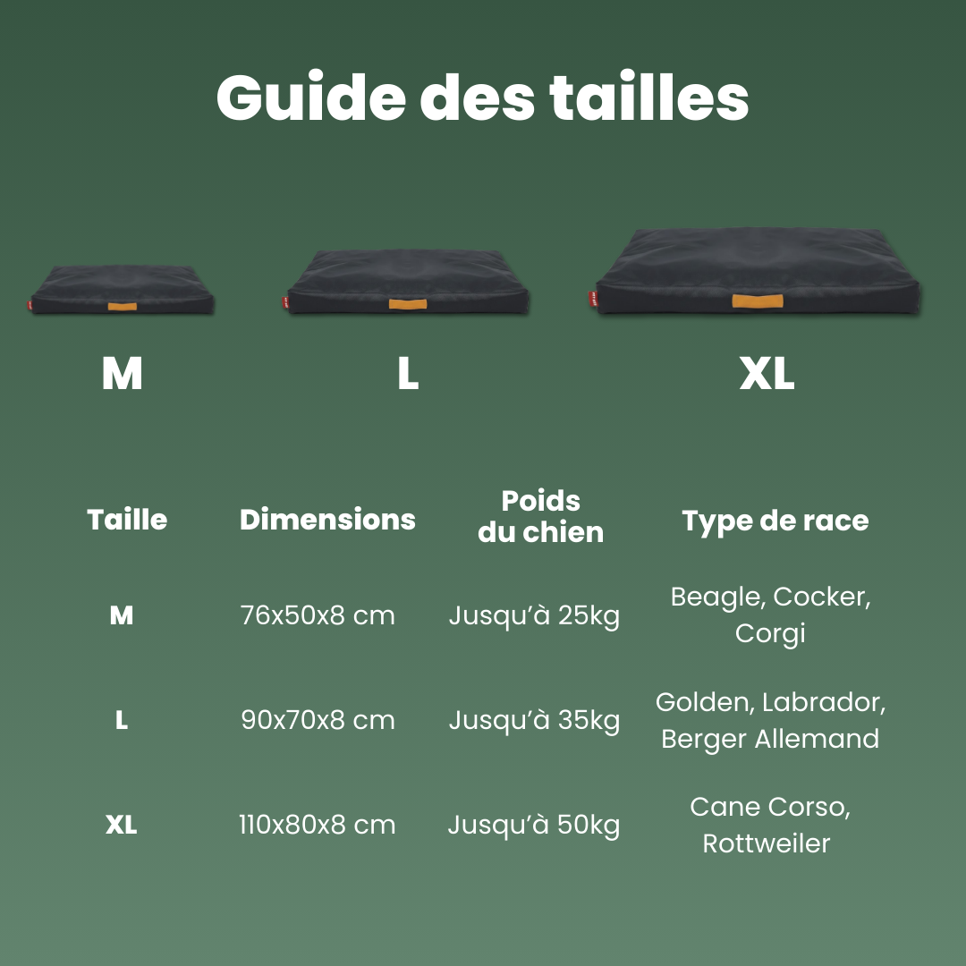 guide des taillescoussin indestructible déhoussable noir poignée chien