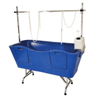 Baignoire pour grand chien pliante sur pieds bleu - Polyéthylène et Inox - 130x50 cm Baignoire pour grand chien pliante sur pieds bleu - Polyéthylène et Inox - 130x50 cm