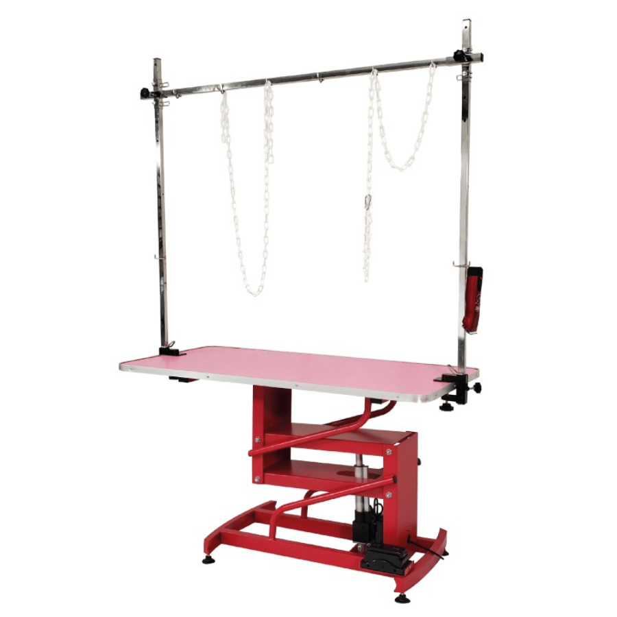 Table de toilettage élévatrice rose - Châssis Electrique - 120x60 cm