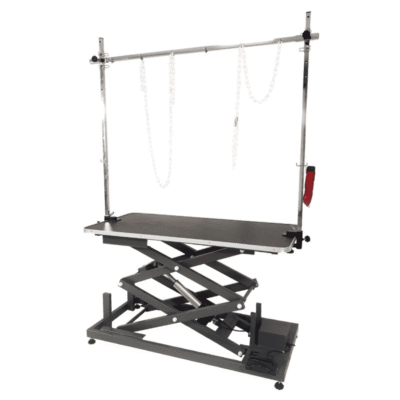 Table de toilettage élévatrice noir - Plateau Bois - Châssis métal électrique grande variation - 120x60 cm Table de toilettage élévatrice noir - Plateau Bois - Châssis métal électrique grande variation - 120x60 cm