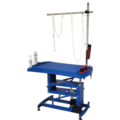 Table de toilettage élévatrice bleu - Plateau Evolutech - Châssis Electrique - 100x60 cm Table de toilettage élévatrice bleu - Plateau Evolutech - Châssis Electrique - 100x60 cm