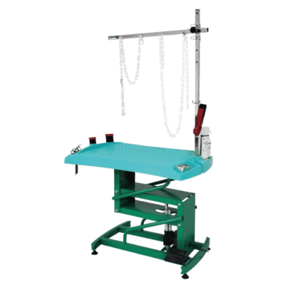 Table de toilettage élévatrice turquoise - Plateau Evolutech - Châssis Electrique - 100x60 cm Table de toilettage élévatrice turquoise - Plateau Evolutech - Châssis Electrique - 100x60 cm