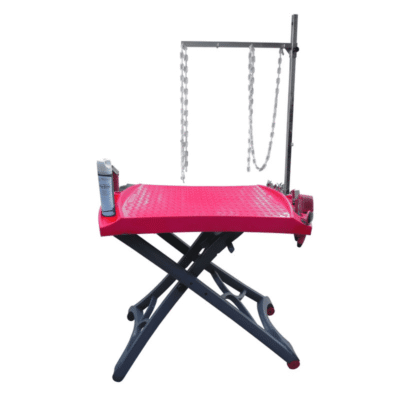 Table de toilettage élévatrice rectangulaire fuschia - Manuelle - 100x60 cm Table de toilettage élévatrice rectangulaire fuschia - Manuelle - 100x60 cm