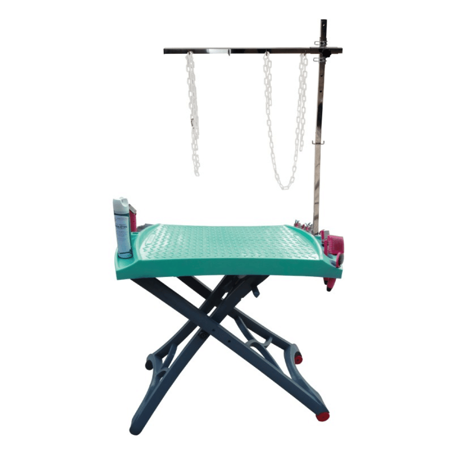Table de toilettage élévatrice rectangulaire turquoise - Electrique - 100x60 cm
