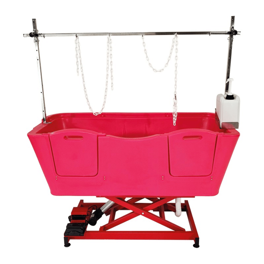 Baignoire pour grand chien électrique rose - Polyéthylène et Inox - 130x50 cm