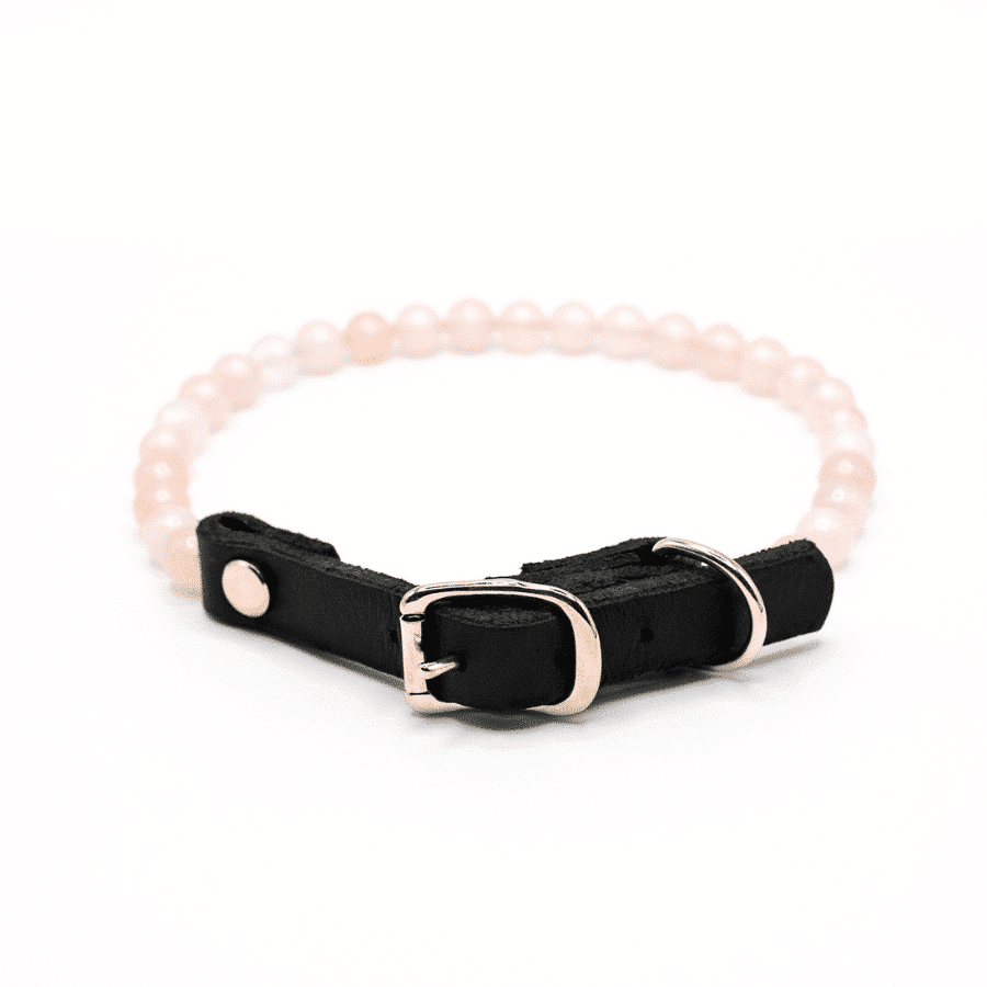 Collier PURE QUARTZ ROSE – Pour chien sensible & affectif