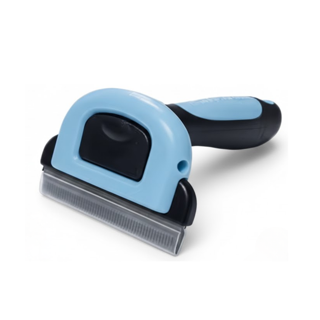 brosse anti mue chien bleu