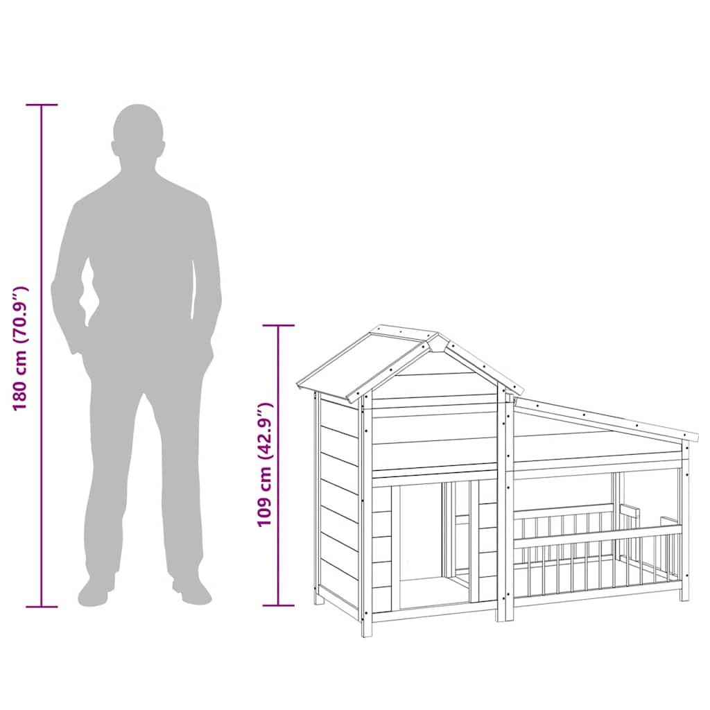 Niche XXL pour chien moka en bois de pin solide - 143 x 60,5 x 109 cm Niche XXL pour chien moka en bois de pin solide - 143 x 60,5 x 109 cm