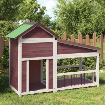 Niche XXL pour chien moka en bois de pin solide - 143 x 60,5 x 109 cm Niche XXL pour chien moka en bois de pin solide - 143 x 60,5 x 109 cm