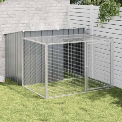 Niche pour chien avec enclos Acier galvanisé 153 x 91 x 110 cm Niche pour chien avec enclos Acier galvanisé 153 x 91 x 110 cm