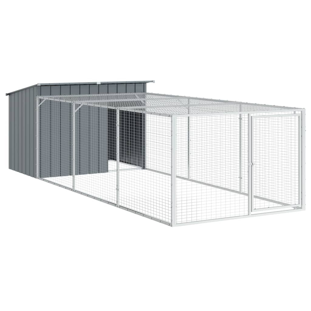 Niche pour chien avec enclos Acier galvanisé 153 x 91 x 110 cm Niche pour chien avec enclos Acier galvanisé 153 x 91 x 110 cm
