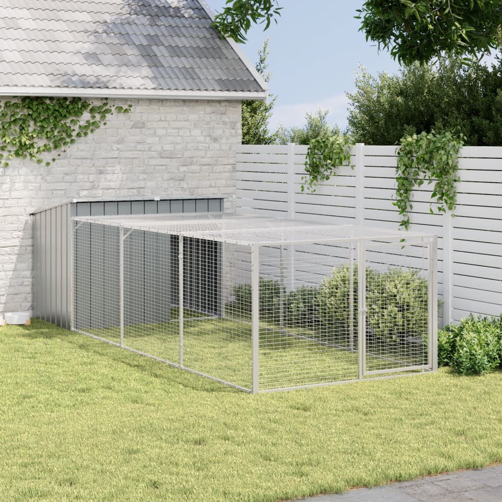 Niche pour chien avec enclos Acier galvanisé 153 x 91 x 110 cm Niche pour chien avec enclos Acier galvanisé 153 x 91 x 110 cm