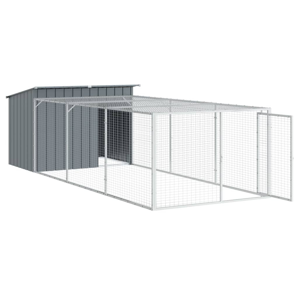 Niche pour chien avec enclos Acier galvanisé 153 x 91 x 110 cm Niche pour chien avec enclos Acier galvanisé 153 x 91 x 110 cm