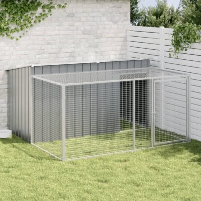 Niche pour chien avec enclos Acier galvanisé 196 x 91 x 110 cm Niche pour chien avec enclos Acier galvanisé 196 x 91 x 110 cm