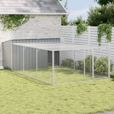 Niche pour chien avec enclos Acier galvanisé 196 x 91 x 110 cm Niche pour chien avec enclos Acier galvanisé 196 x 91 x 110 cm