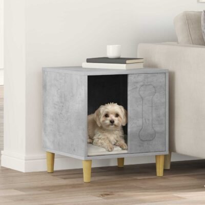 Niche maison design pour petit chien en bois d'ingénierie béton - 44 x 42 x 49 cm Niche maison design pour petit chien en bois d'ingénierie béton - 44 x 42 x 49 cm