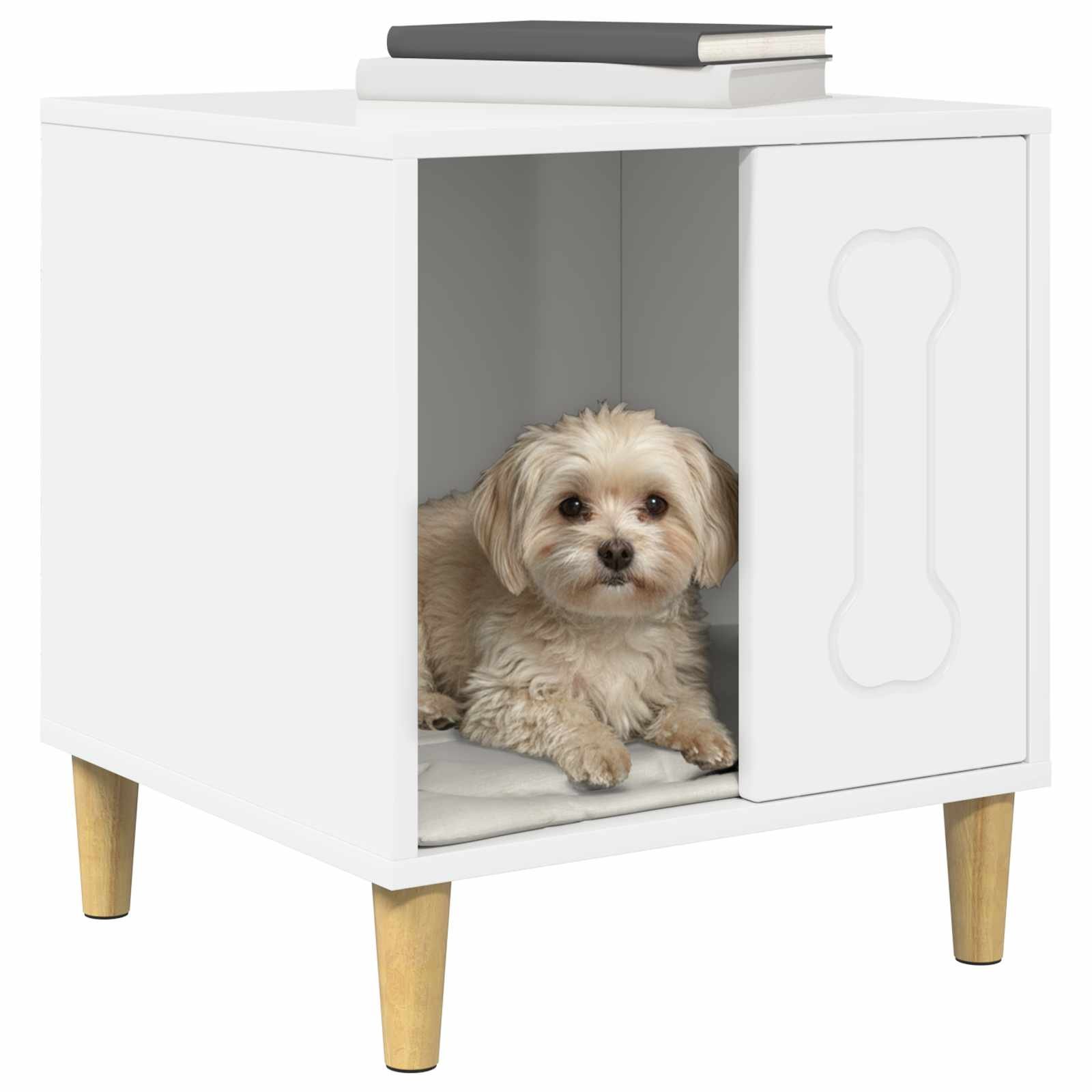 Niche maison design pour petit chien en bois d'ingénierie blanc - 44 x 42 x 49 cm Niche maison design pour petit chien en bois d'ingénierie blanc - 44 x 42 x 49 cm